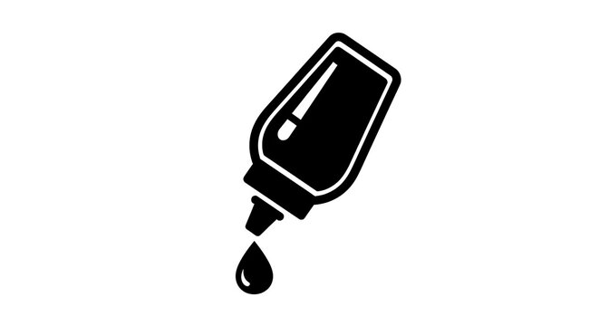 Black and white dropper icon with falling liquid drop
