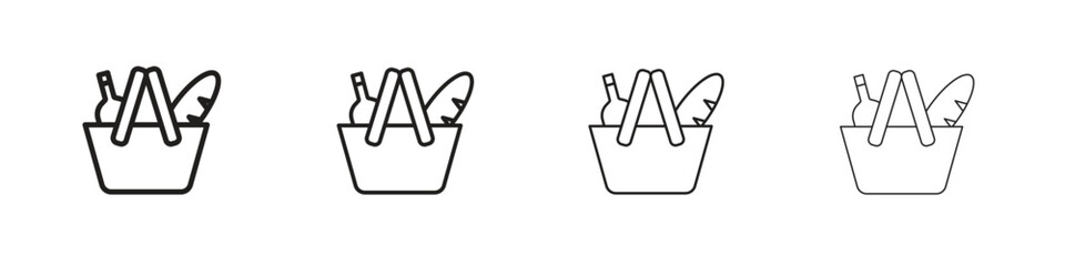 Picnic icons designed in outline, line and stroke style