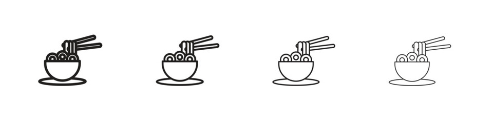 Noodles icons designed in outline, line and stroke style