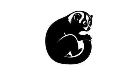 Black and white lemur silhouette illustration