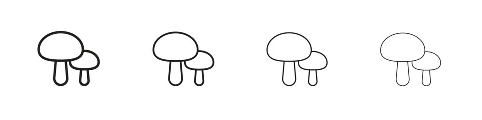 Mushroom icons designed in outline, line and stroke style