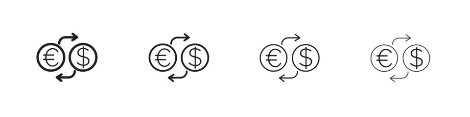 Money exchange icons designed in outline, line and stroke style