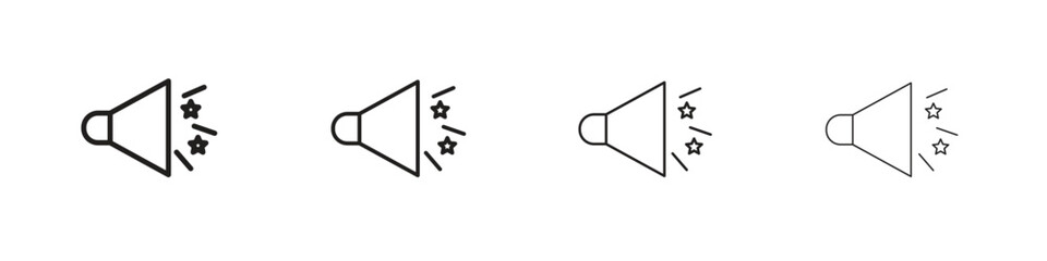 Megaphone icons designed in outline, line and stroke style