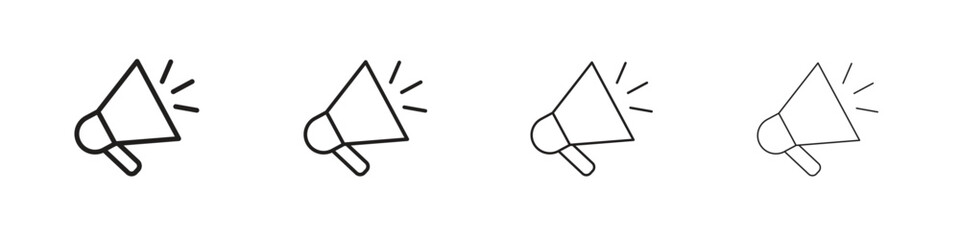 Megaphone icons designed in outline, line and stroke style