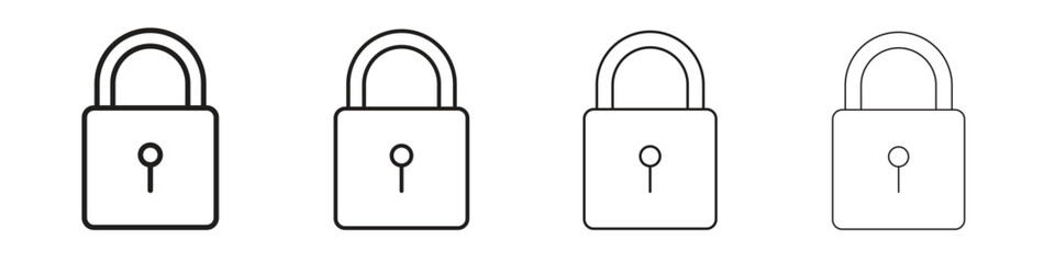 Lock icons designed in outline, line and stroke style