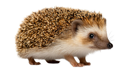 Fototapeta premium Playful Hedgehog in Nature: A charming hedgehog with spiky fur and an inquisitive gaze explores its natural environment. Its adorable presence brings warmth and joy.