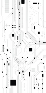 Minimalist Black and White Circuit Board Diagram Design
