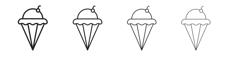 Ice cream icons designed in outline, line and stroke style