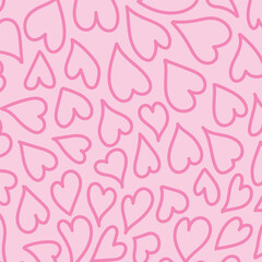 Rose love heart pattern illustration. Cute romantic pink hearts background print. Valentine s day holiday backdrop texture, romantic wedding design.