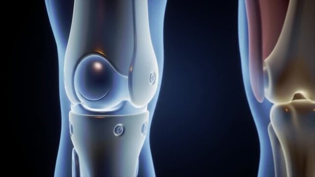 Anatomical 3D Animation of the Human Knee Joint X-ray View.