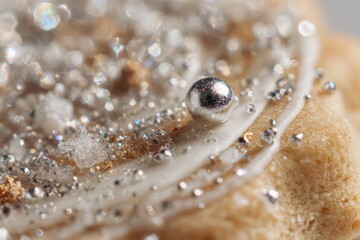 Macro Shot of a Pearl on a Textured Surface with Bokeh.
