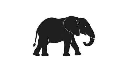 Obraz premium Black elephant silhouette walking vector illustration isolated on white background.