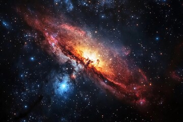 Obraz premium Nebula bursting with vibrant colors and countless stars in a deep cosmic landscape