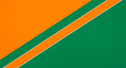 Abstract Geometric Background with Orange and Green Diagonal Stripes.