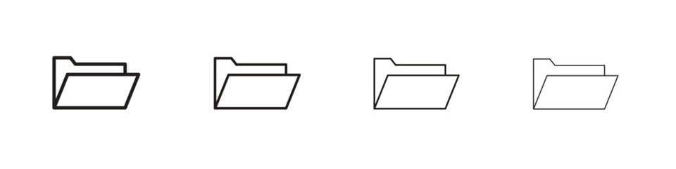 Folder icons designed in outline, line and stroke style