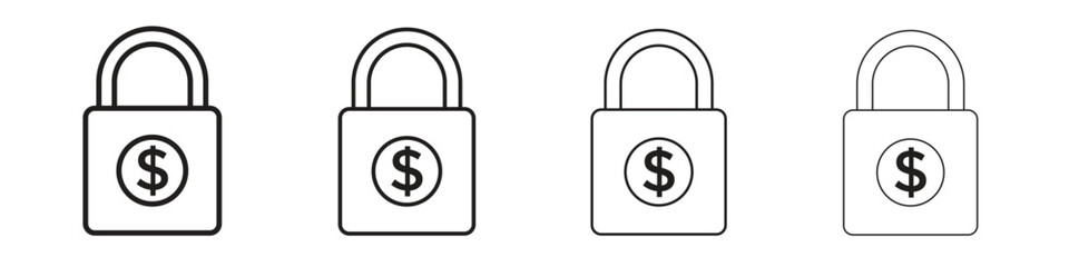 Fixed price icons designed in outline, line and stroke style