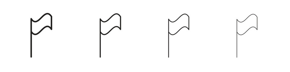 Flag icons designed in outline, line and stroke style