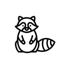 Raccoon icon outline style isolated on transparent background