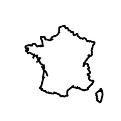 France country map outline icon isolated on transparent background