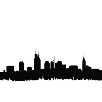 Minimalist Black and White Nashville Skyline Silhouette Illustration