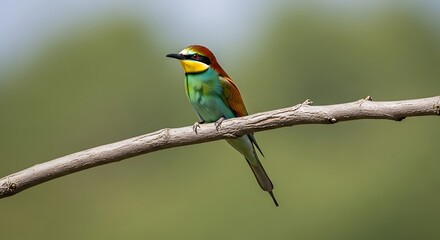 Colorful Bee-eater Bird on Branch.