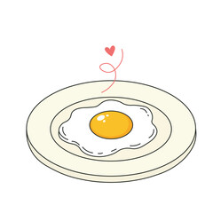 Minimalist flat style illustration of a fried egg, perfect for breakfast, healthy food, and cooking design projects.