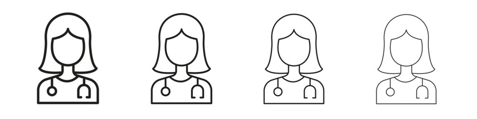 Doctor icons designed in outline, line and stroke style