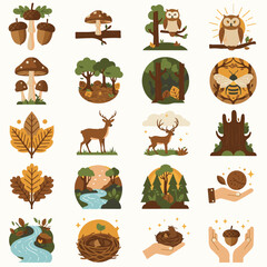 Obraz premium Essential Flat Design Vector Kit: Modern Icons & Graphic Elements for Digital Marketing & Business Solutions