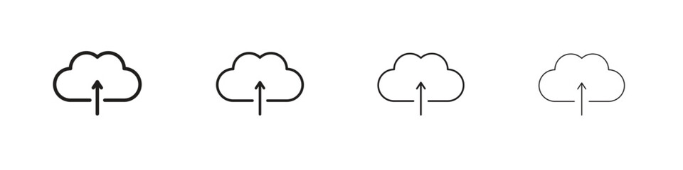 Cloud upload icons designed in outline, line and stroke style