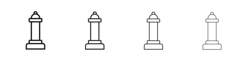 Chess queen icons designed in outline, line and stroke style