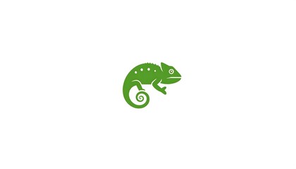 Green Chameleon Logo Design Illustration.