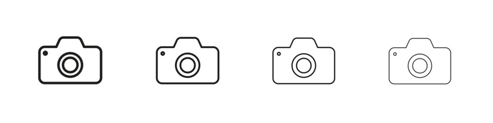 Camera icons designed in outline, line and stroke style