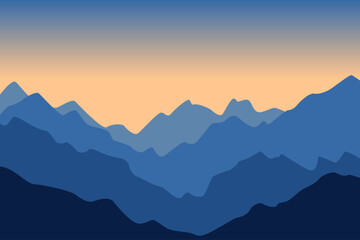 Fototapeta premium Minimalist Mountain Landscape at Sunset/Sunrise