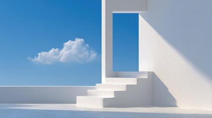 Minimalist architecture showcases bright, open space with soft s