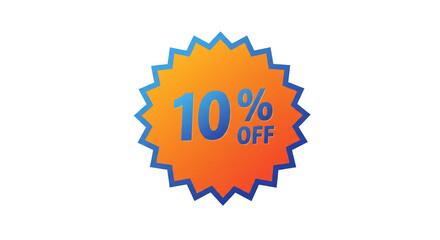 Orange ten percent off sale starburst isolated on white background promotion