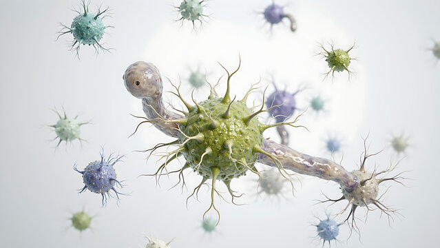 A microscopic image of biorobots constructed from human lung cells. 
