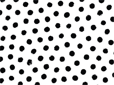 Hand-Drawn Black and White Polka Dot Pattern