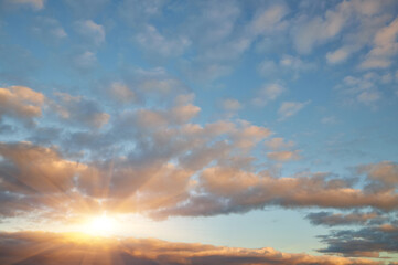 Cloudscape of cumulus sunset clouds