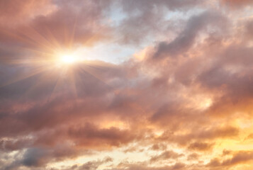 Cloudscape of cumulus sunset clouds