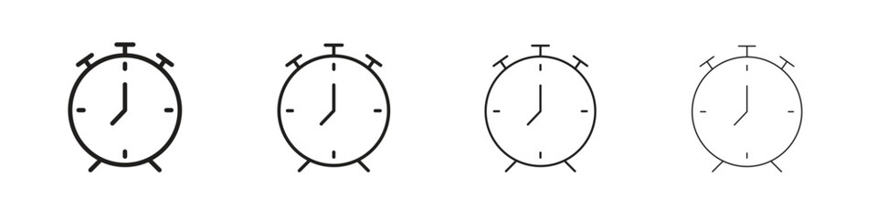 Alarm clock icons designed in outline, line and stroke style