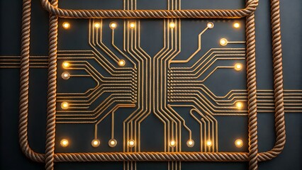 Creative rope designed as glowing electronic circuit board with lights