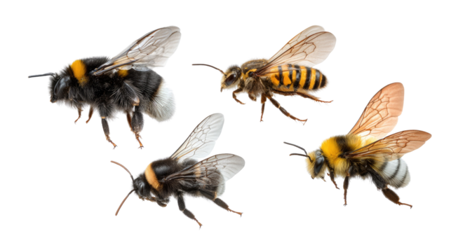 Bumblebee Collection: Captivating a vibrant ensemble of meticulously detailed bumblebees, each displays unique textures and patterns.