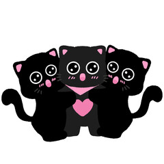 Obraz premium Three black cats are hugging each other