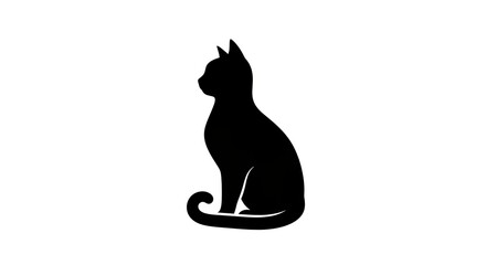 Black cat silhouette on white background