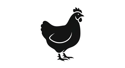 Black chicken silhouette isolated