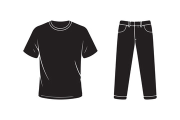 Simple black t shirt and jeans outfit illustration
