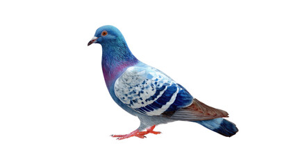 Fototapeta premium Pigeon in Profile: A stunning close-up profile of a pigeon showcases the beautiful bird’s vibrant plumage and graceful form, a perfect representation of avian beauty.