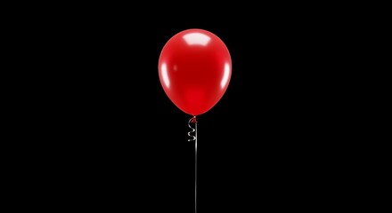 Red Balloon Floating in the Dark - A Symbol of Hope and Fear.