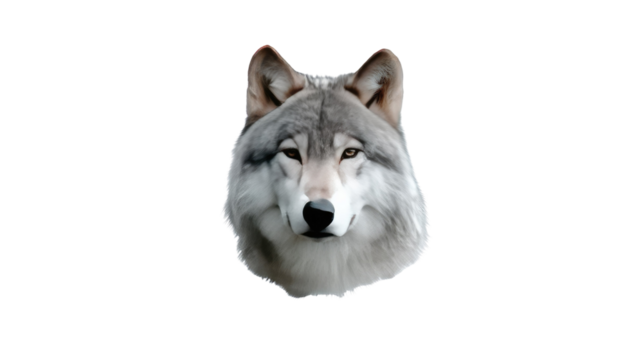 Wolf's Gaze: A striking portrait of a majestic gray wolf, its piercing eyes conveying an aura of strength and wilderness, a symbol of untamed beauty.
