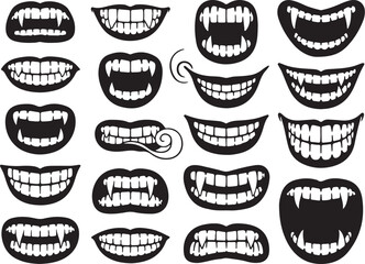 Horror themed dental icons for spooky designs